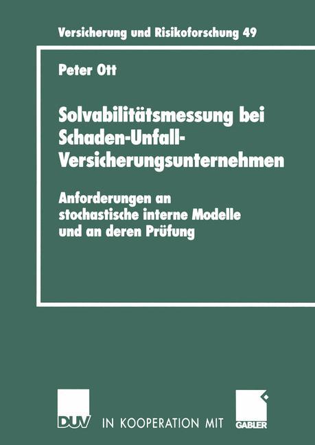 Vorderes Coverbild Solvabilitätsmessung bei Schaden-Unfall-Versicherungsunternehmen