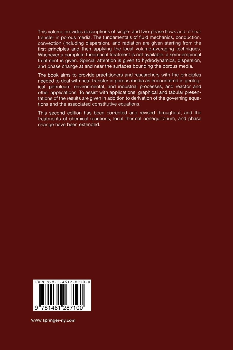 Rückseitencover Principles of Heat Transfer in Porous Media