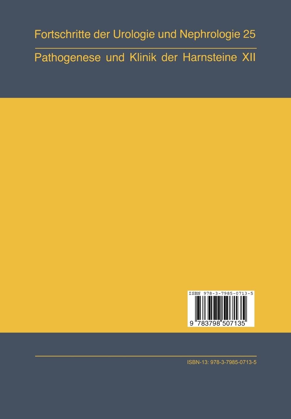 Rückseitencover Pathogenese und Klinik der Harnsteine XII