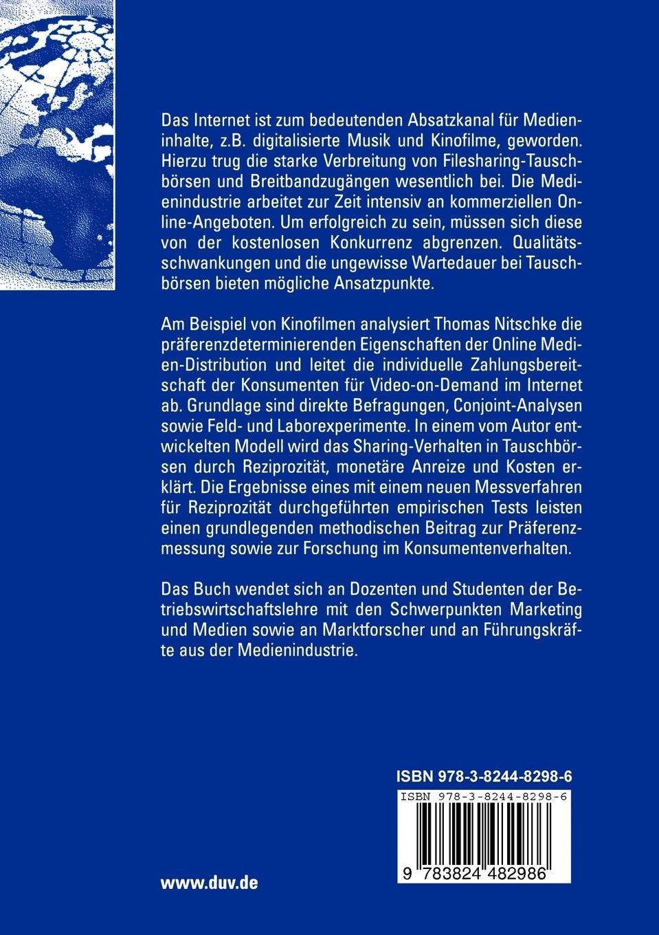 Rückseitencover Präferenzmessung in der Online Medien-Distribution