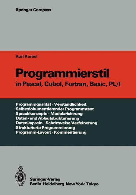Vorderes Coverbild Programmierstil in Pascal, Cobol, Fortran, Basic, PL/I