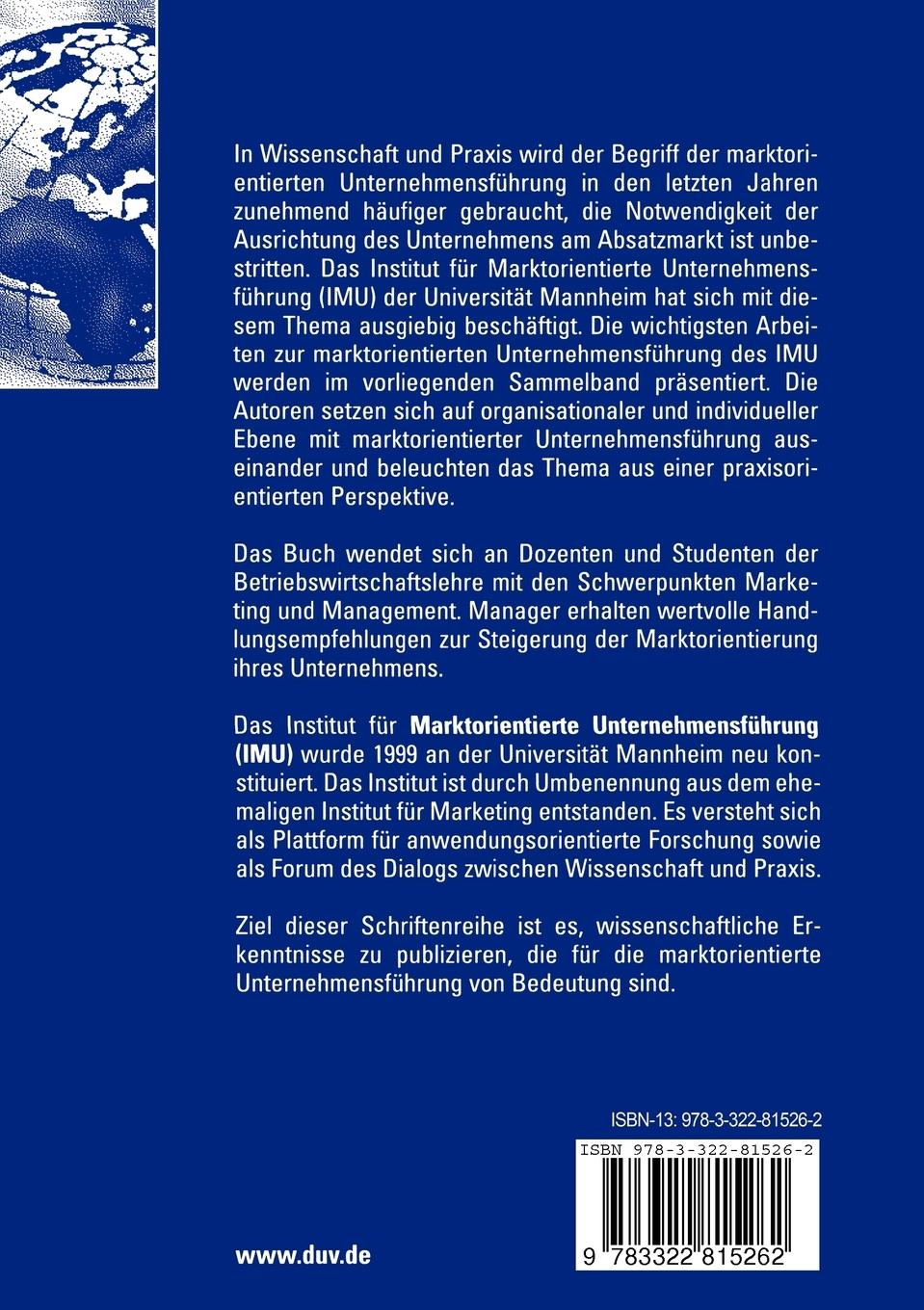 Rückseitencover Perspektiven der marktorientierten Unternehmensführung