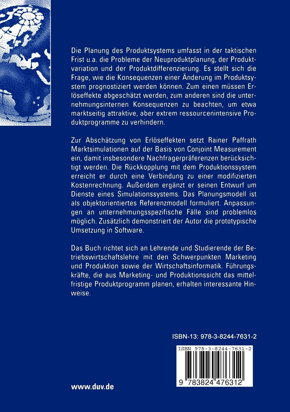 Rückseitencover Marktorientierte Planung des Produktsystems