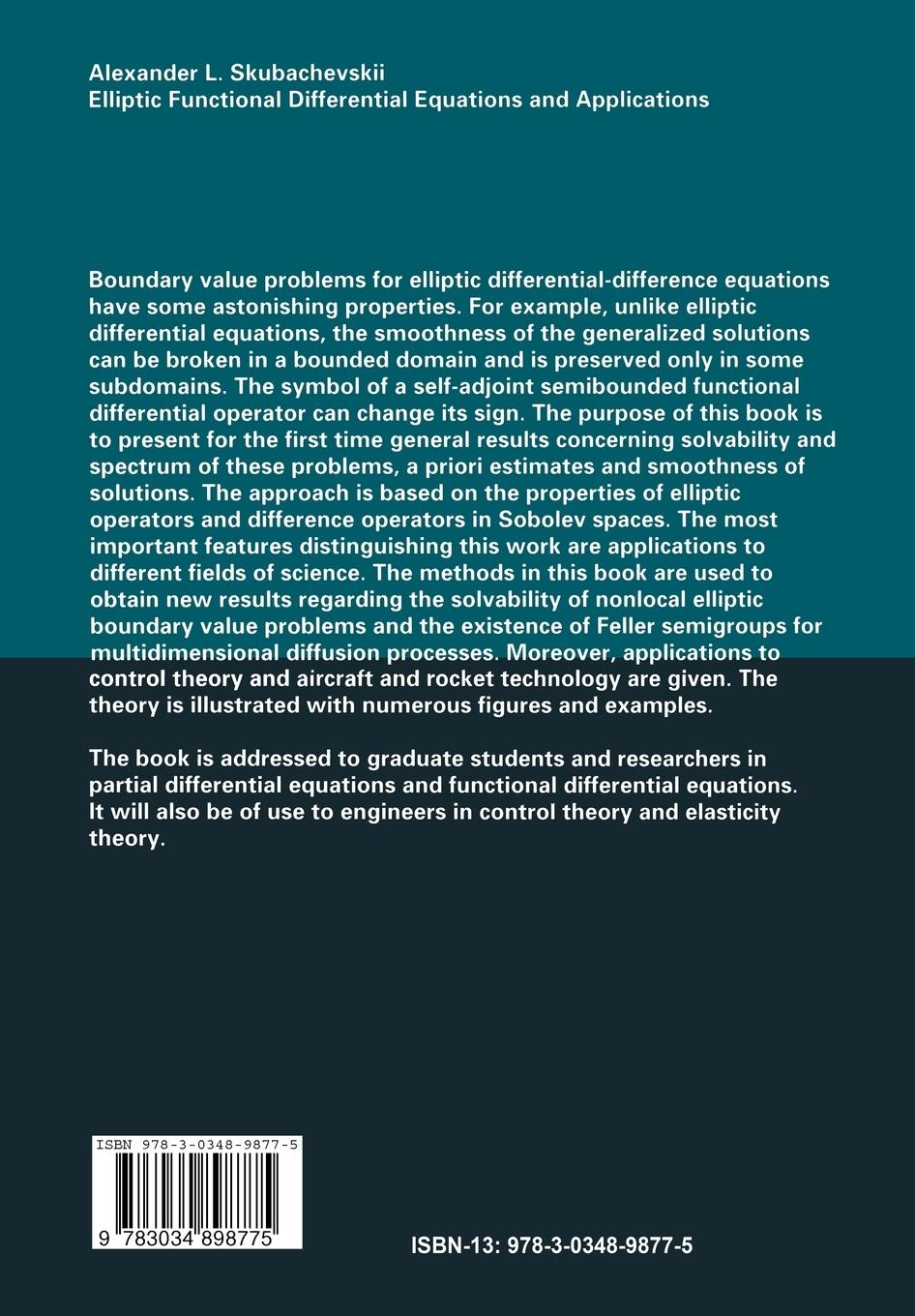 Rückseitencover Elliptic Functional Differential Equations and Applications