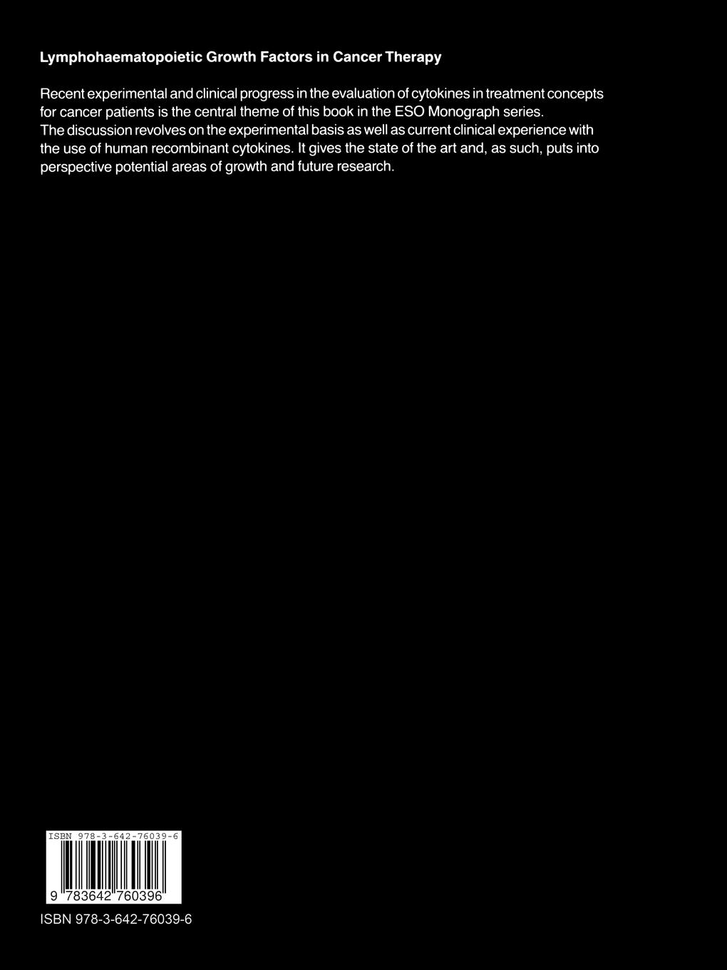 Rückseitencover Lymphohaematopoietic Growth Factors in Cancer Therapy