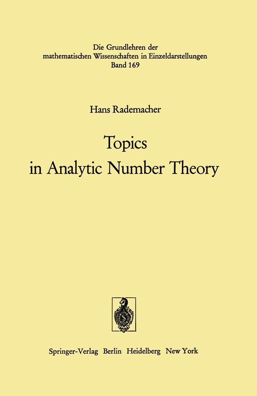 Vorderes Coverbild Topics in Analytic Number Theory