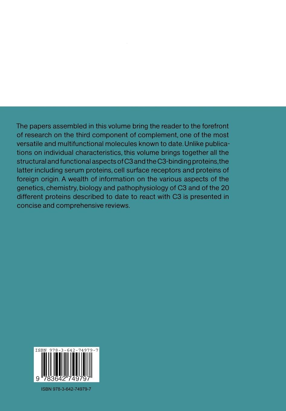 Rückseitencover The Third Component of Complement