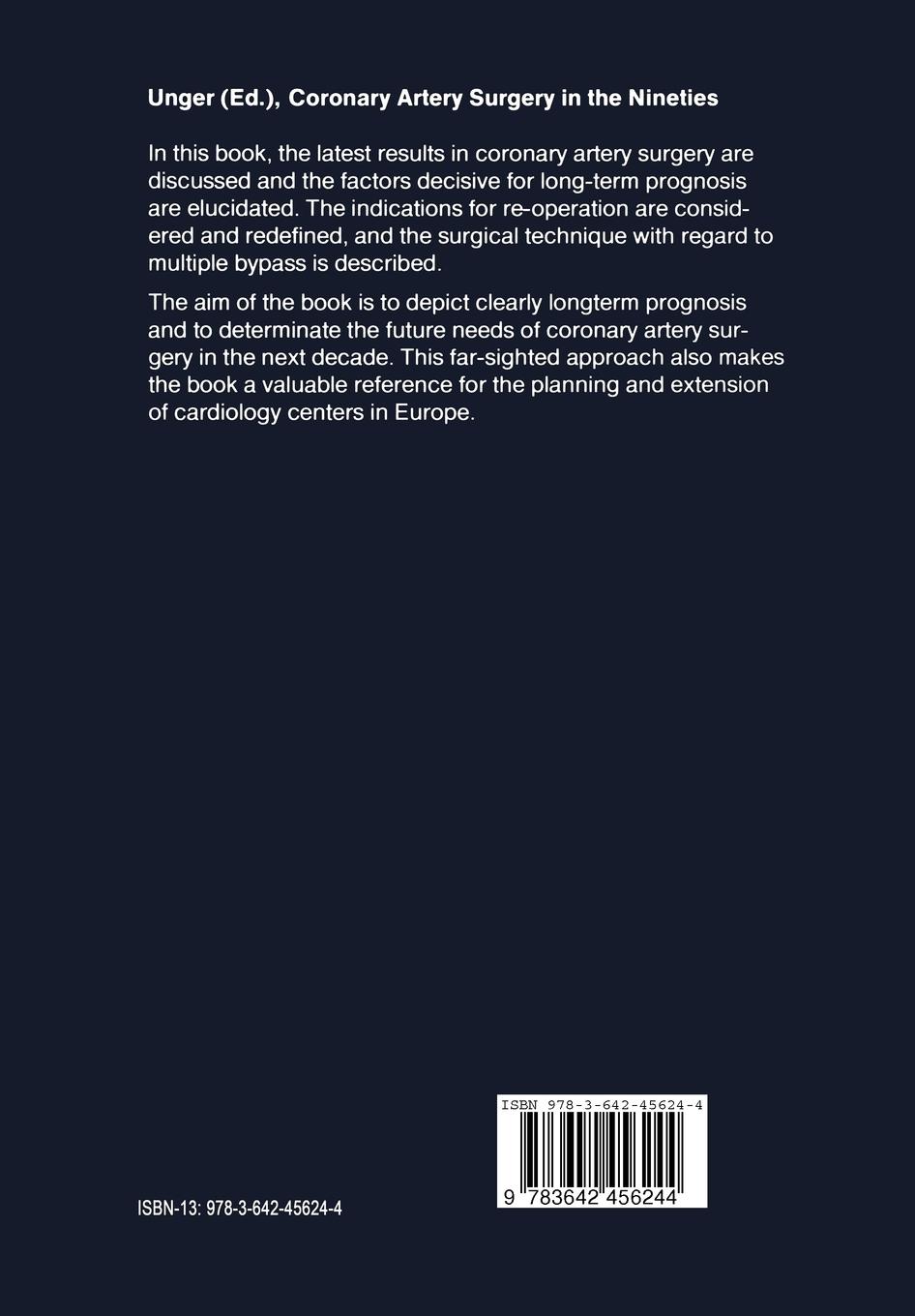 Rückseitencover Coronary Artery Surgery in the Nineties