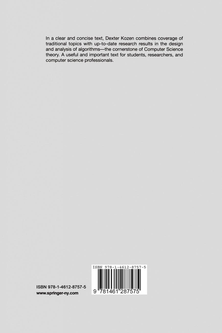 Rückseitencover The Design and Analysis of Algorithms