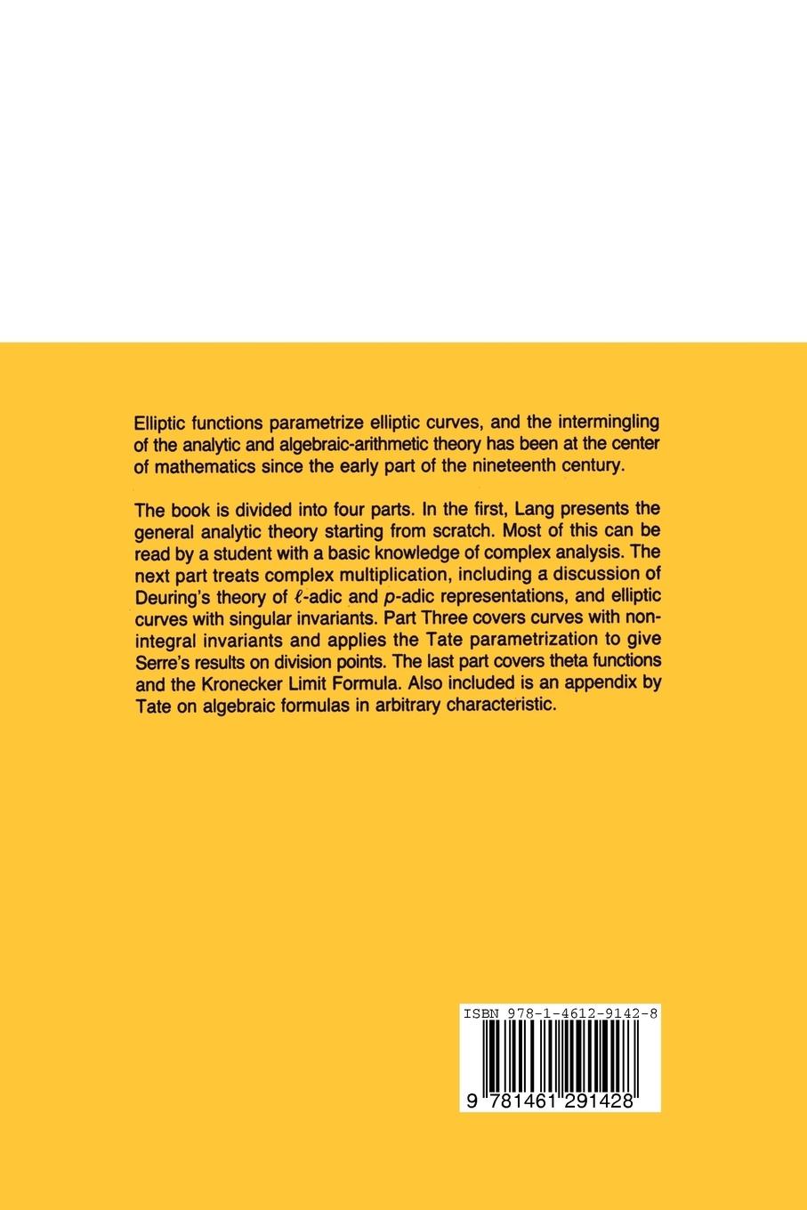 Rückseitencover Elliptic Functions