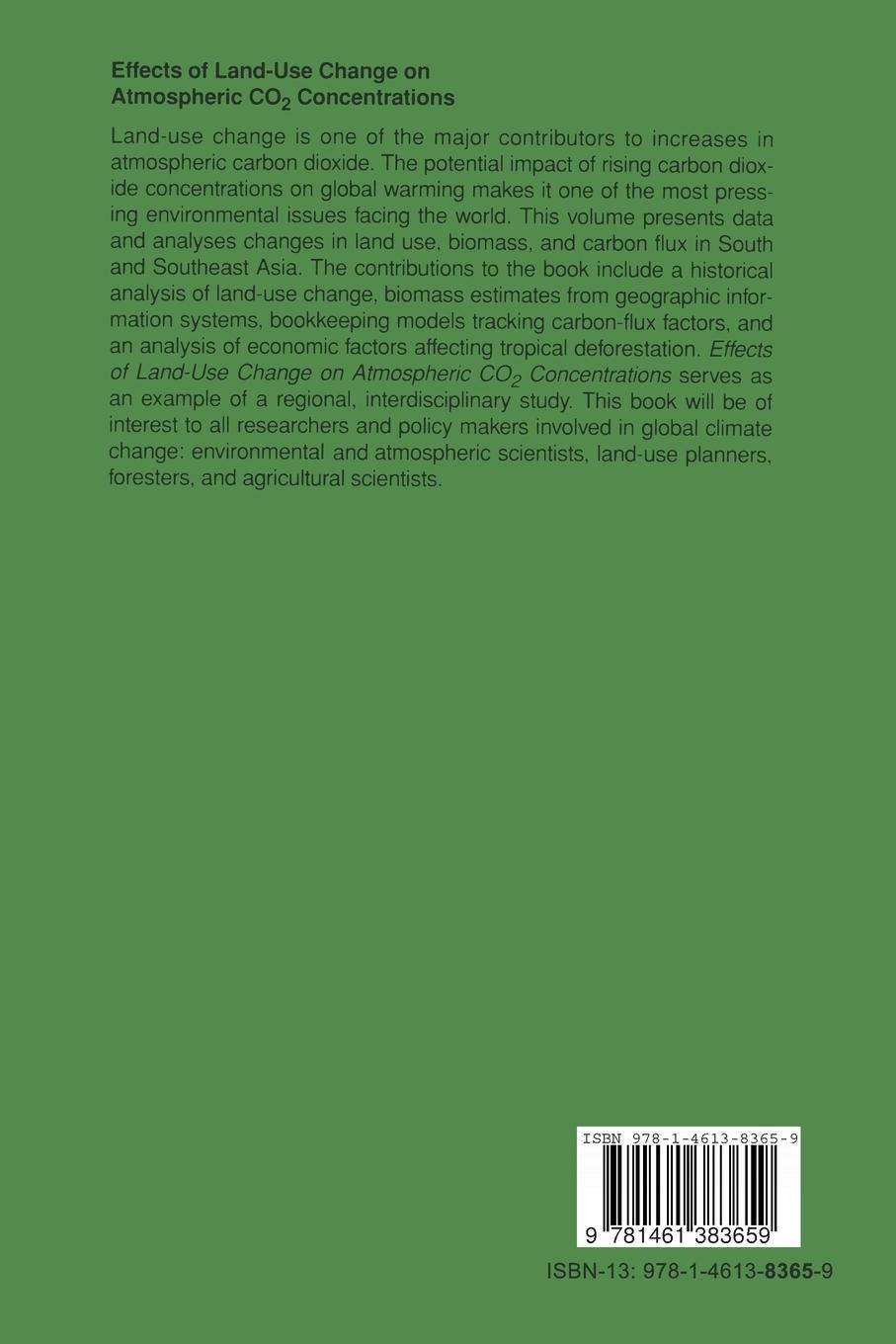 Rückseitencover Effects of Land-Use Change on Atmospheric CO2 Concentrations