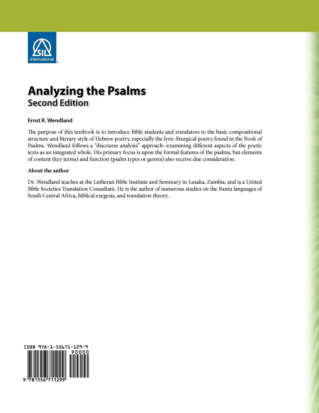 Rückseitencover Analyzing the Psalms, 2nd Edition