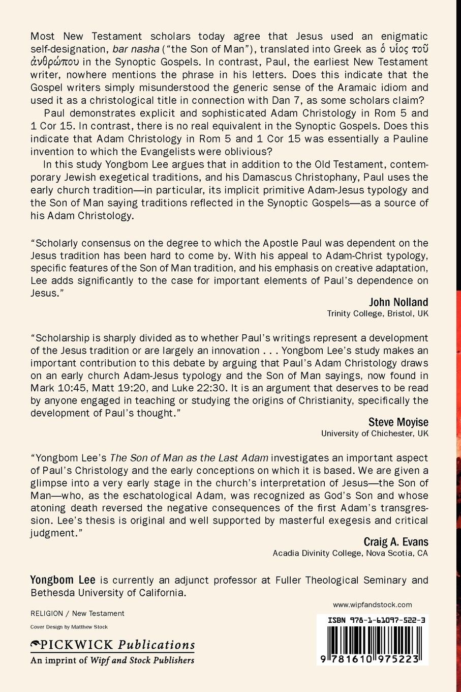 Rückseitencover The Son of Man as the Last Adam