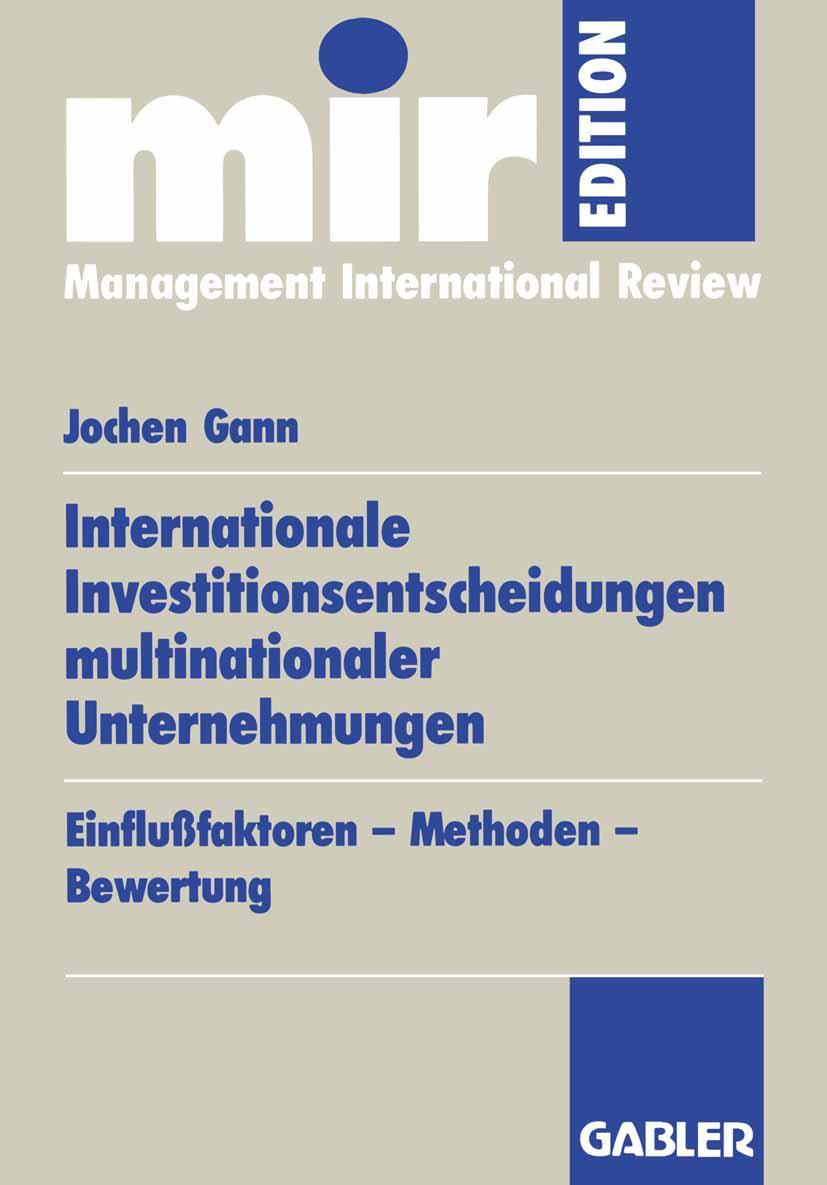 Vorderes Coverbild Internationale Investitionsentscheidungen multinationaler Unternehmungen