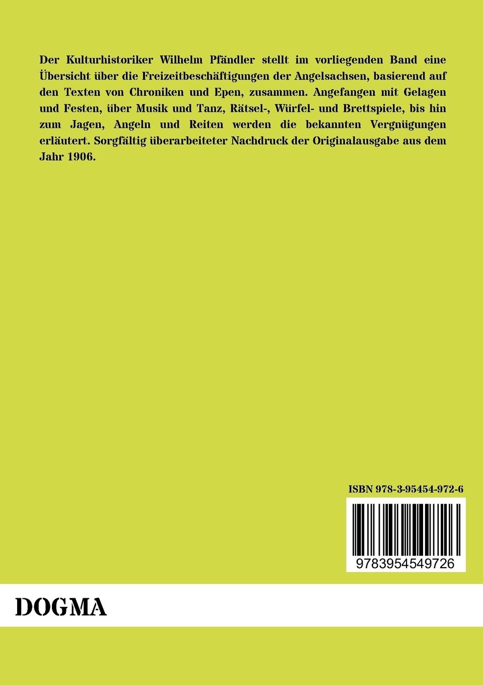 Rückseitencover Die Vergnügungen der Angelsachsen