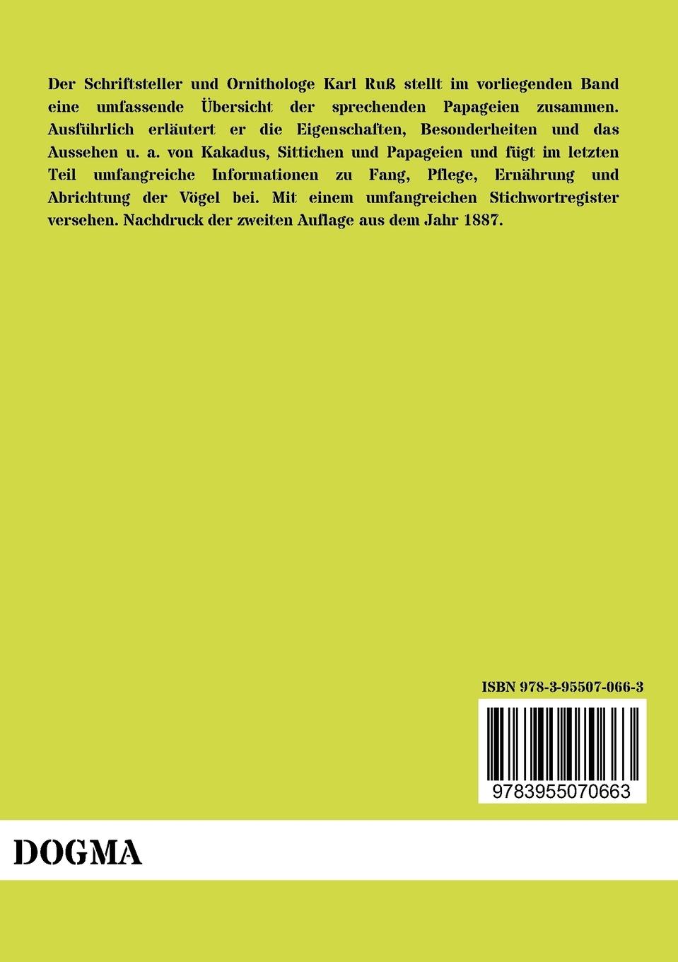 Rückseitencover Die sprechenden Papageien