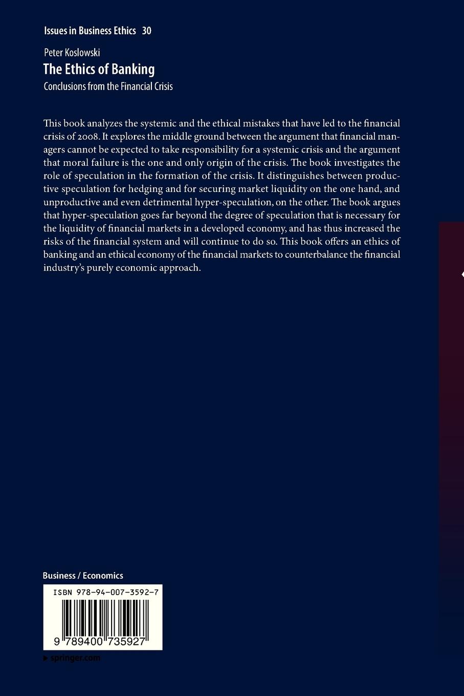 Rückseitencover The Ethics of Banking