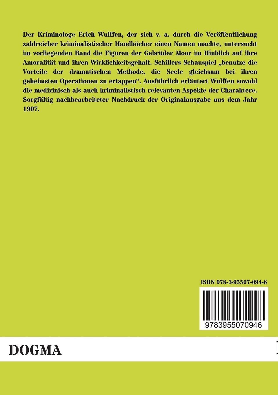 Rückseitencover Kriminalpsychologie und Psychopathologie in Schillers Räubern