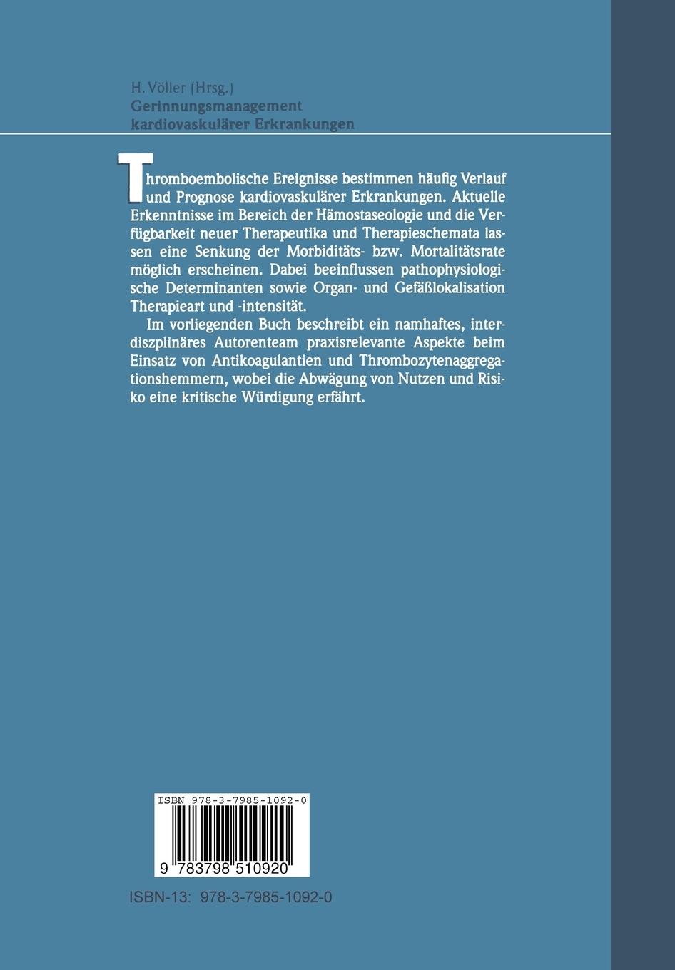 Rückseitencover Gerinnungsmanagement kardiovaskulärer Erkrankungen