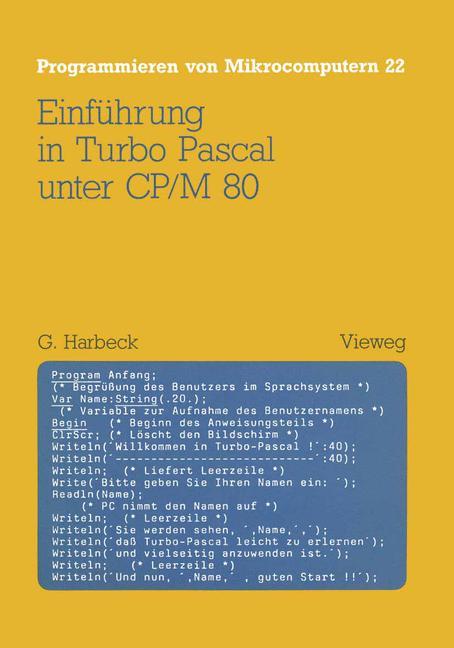 Vorderes Coverbild Einführung in Turbo Pascal unter CP/M 80