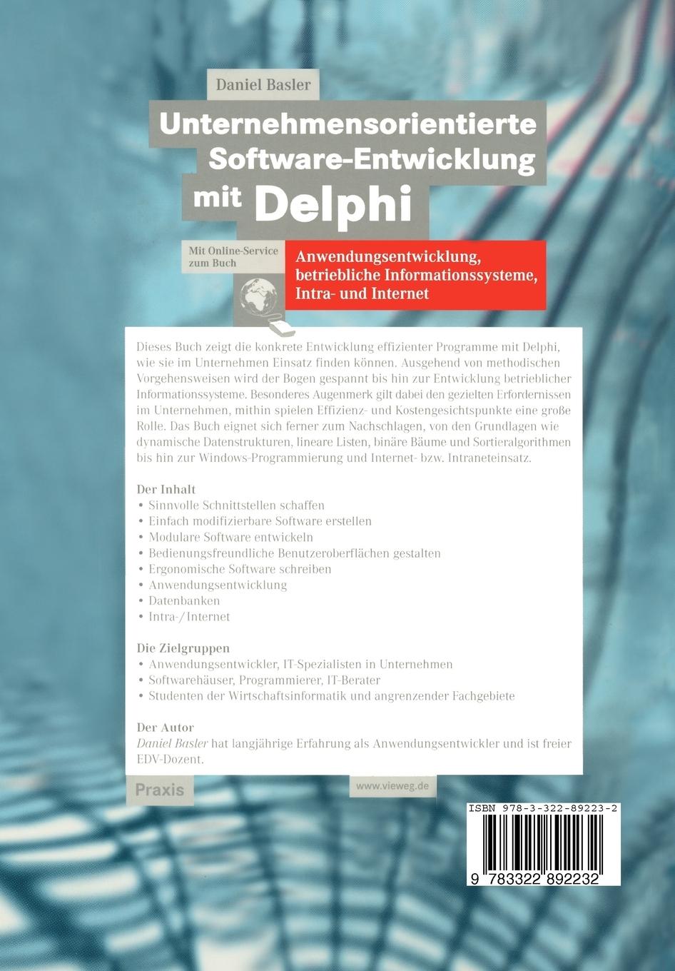 Rückseitencover Unternehmensorientierte Software-Entwicklung mit Delphi