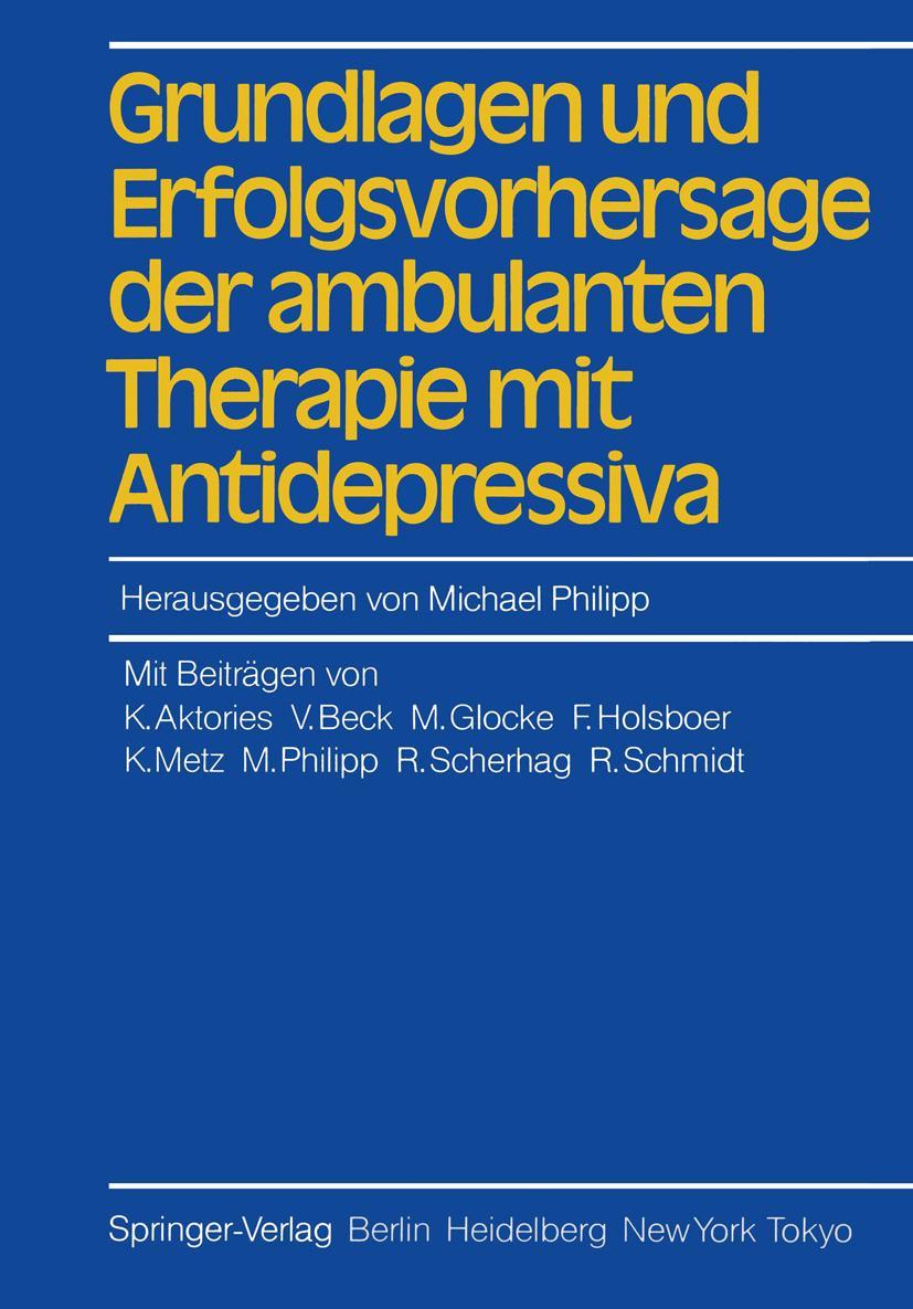Vorderes Coverbild Grundlagen und Erfolgsvorhersage der ambulanten Therapie mit Antidepressiva