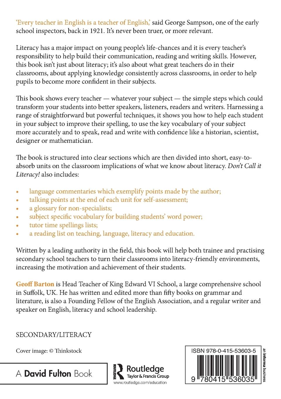 Rückseitencover Don't Call it Literacy!