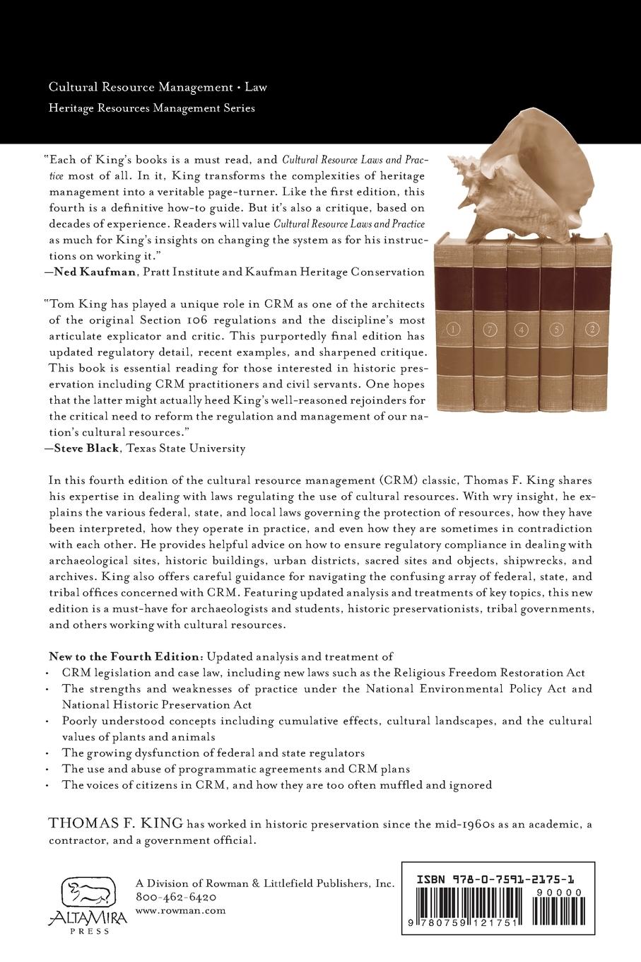 Rückseitencover Cultural Resource Laws and Practice