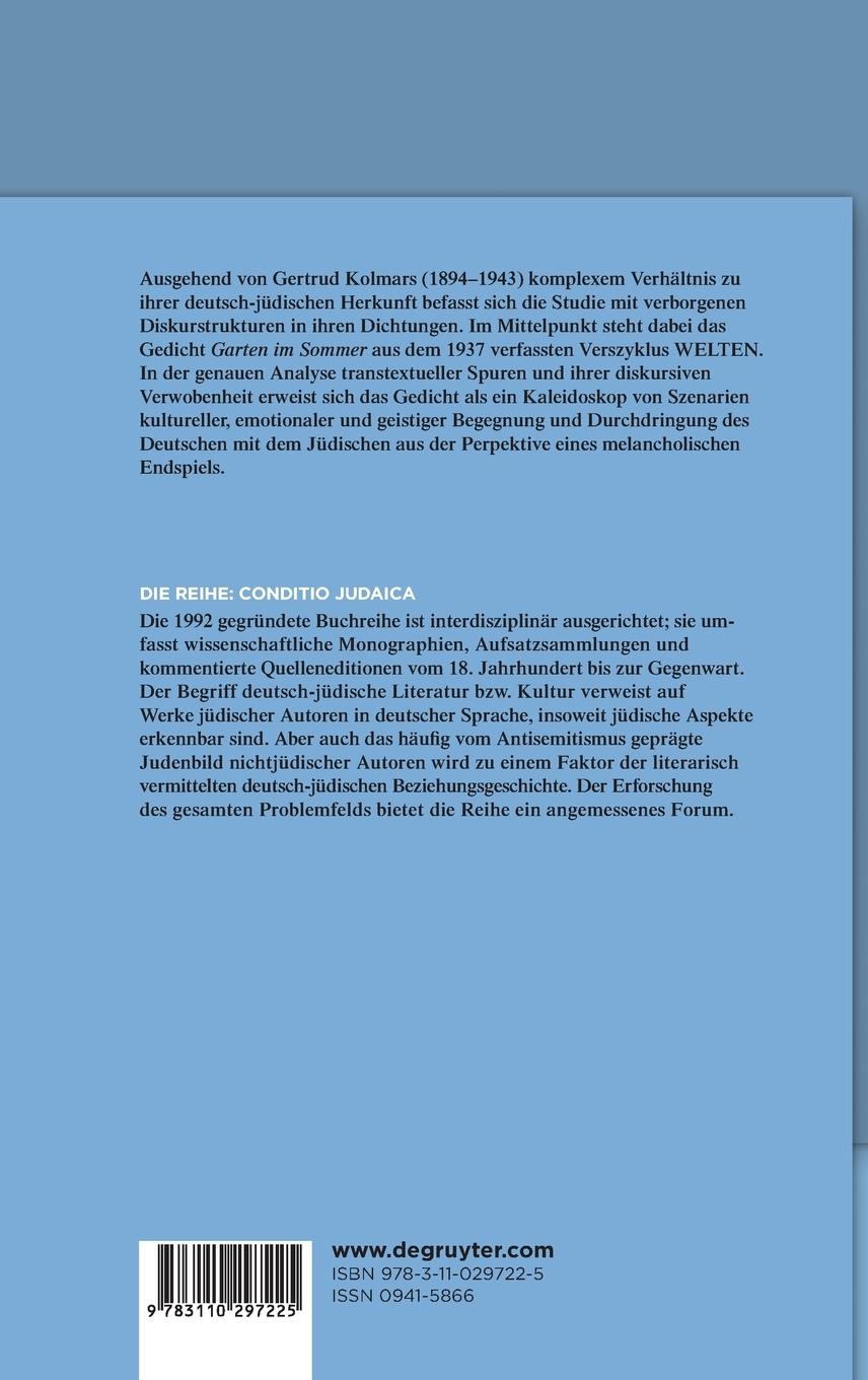 Rückseitencover Beziehung und Bruch in der Poetik Gertrud Kolmars