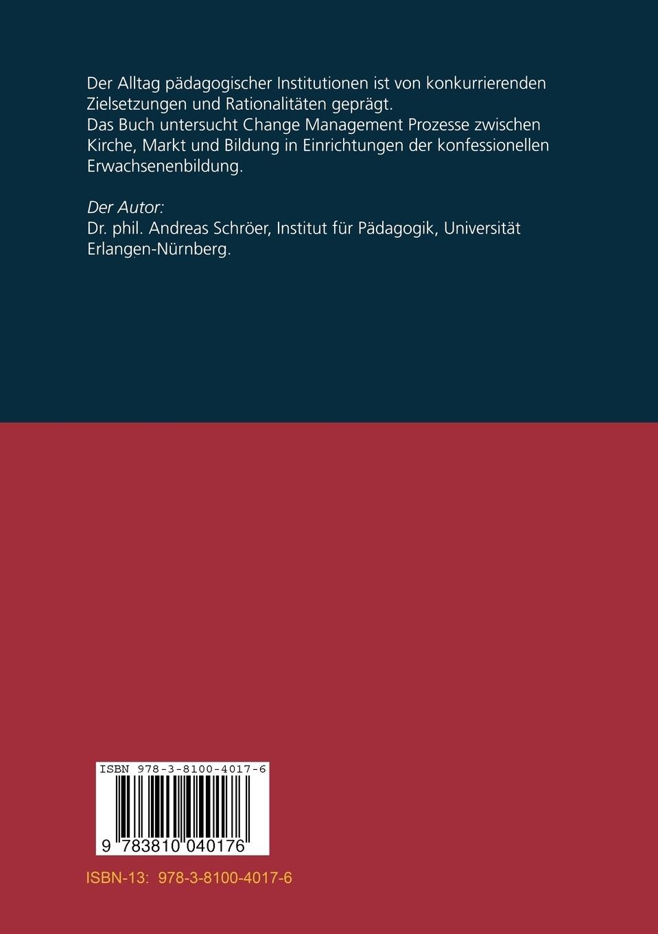 Rückseitencover Change Management pädagogischer Institutionen