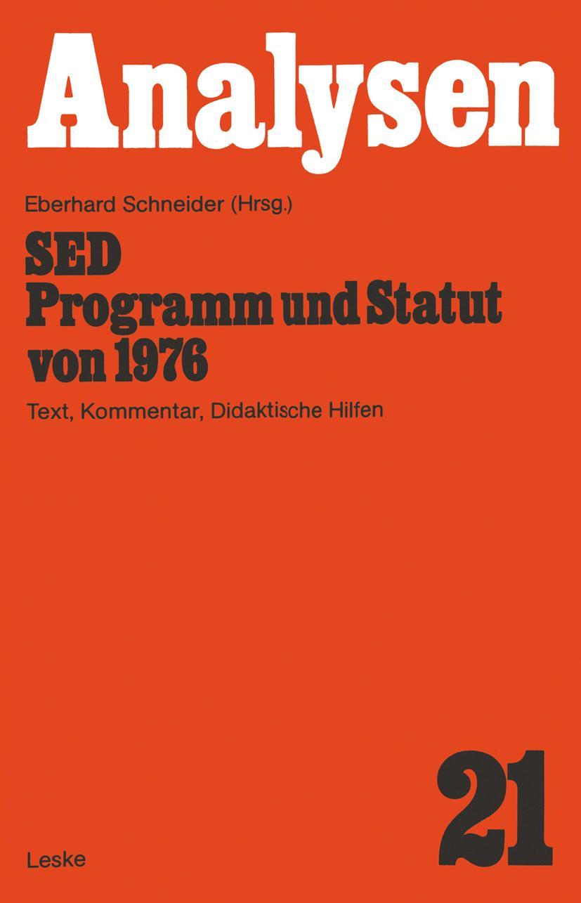 Vorderes Coverbild SED - Programm und Statut von 1976