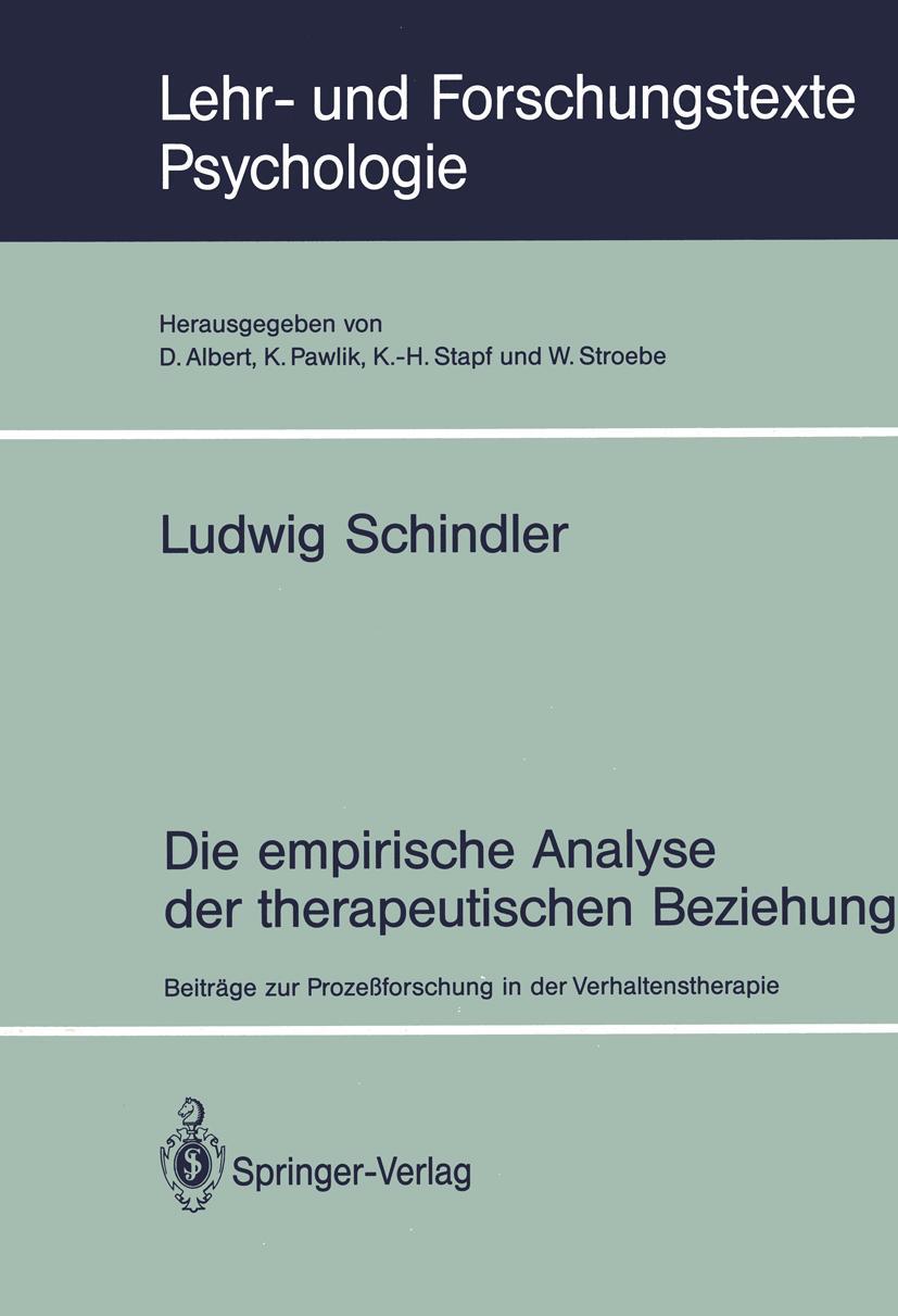 Vorderes Coverbild Die empirische Analyse der therapeutischen Beziehung