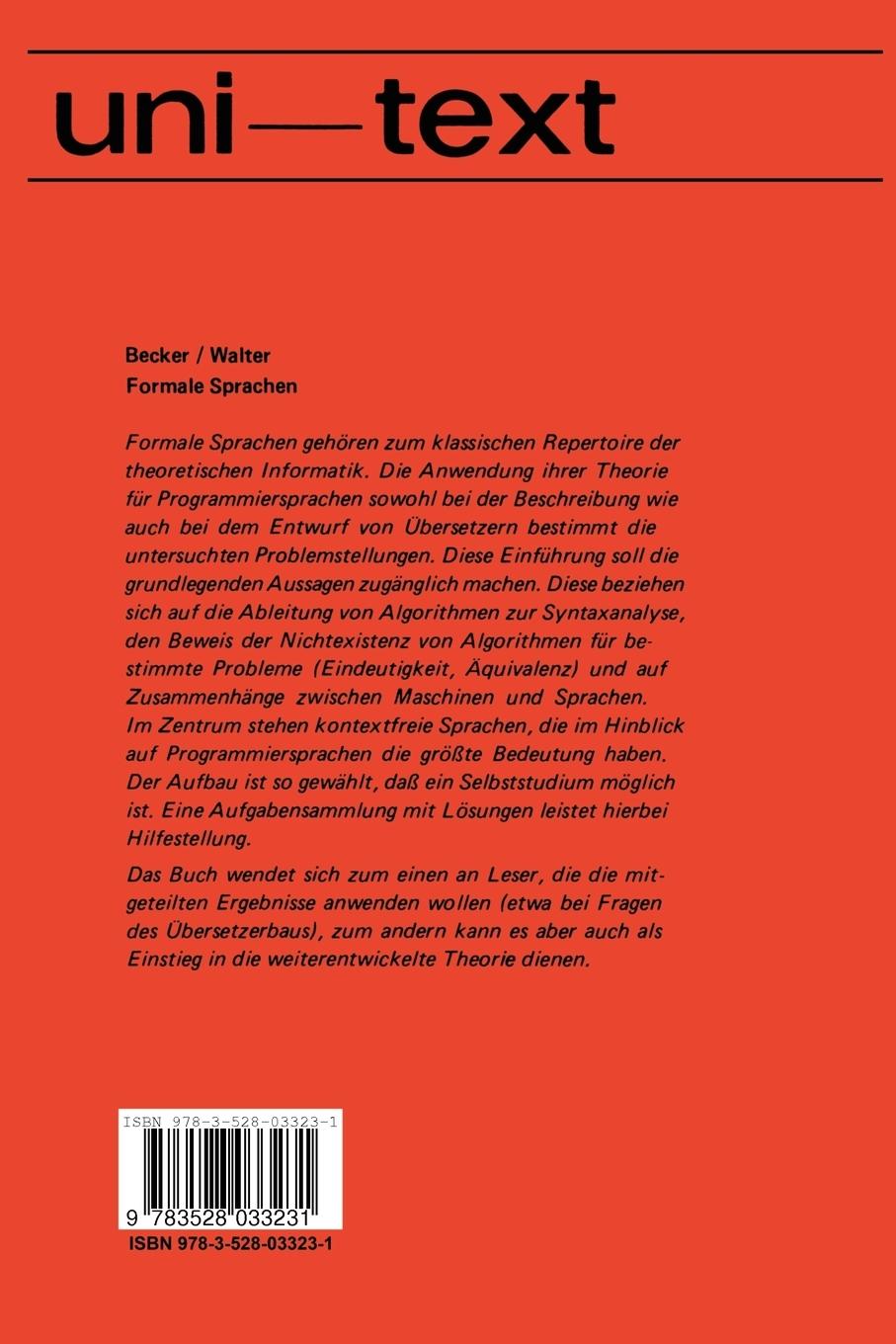 Rückseitencover Formale Sprachen