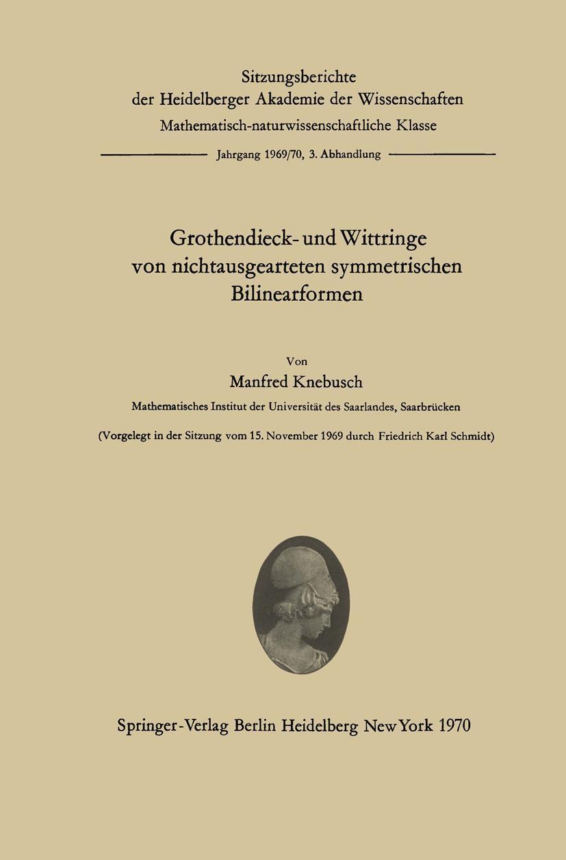 Vorderes Coverbild Grothendieck- und Wittringe von nichtausgearteten symmetrischen Bilinearformen