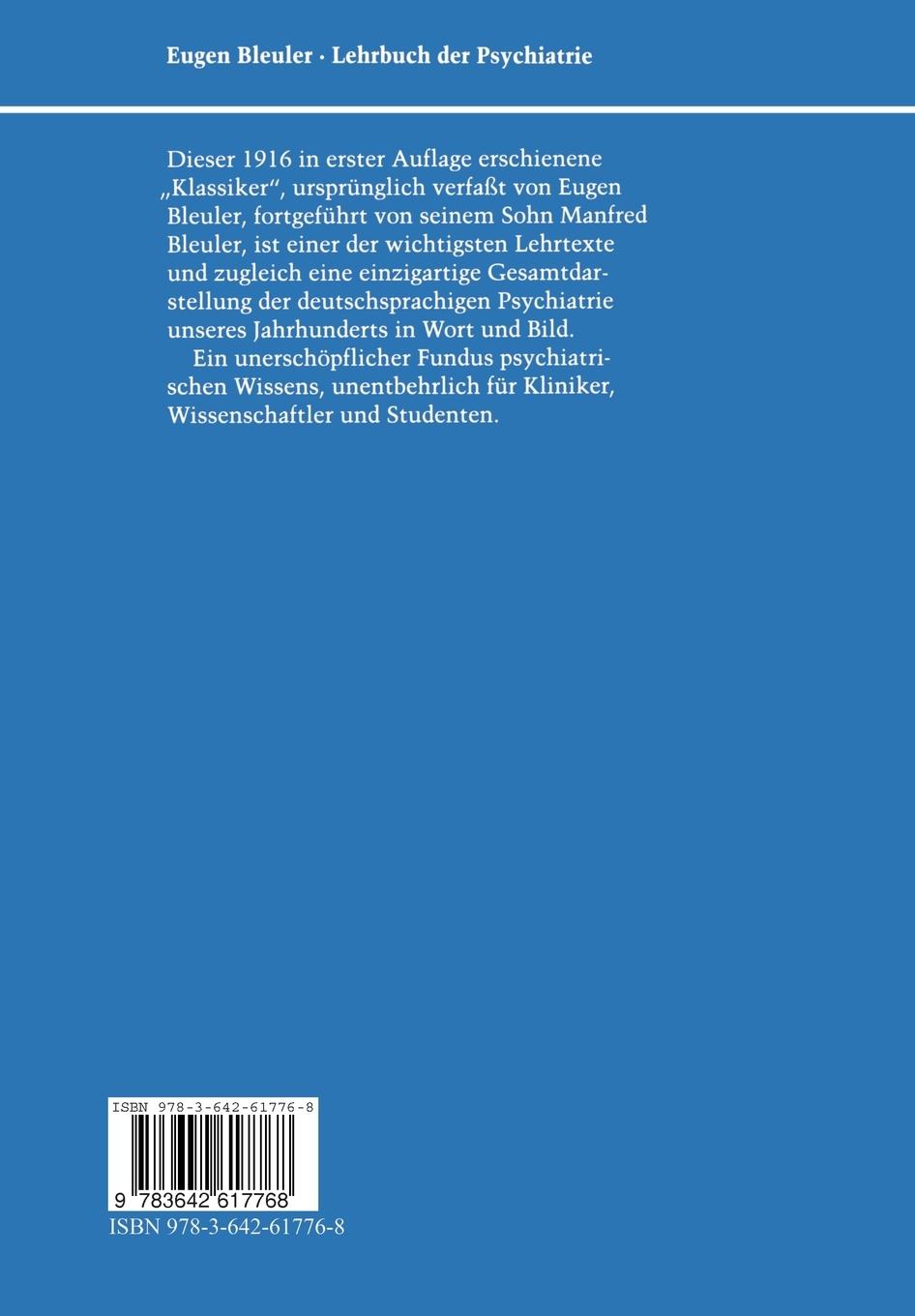 Rückseitencover Lehrbuch der Psychiatrie