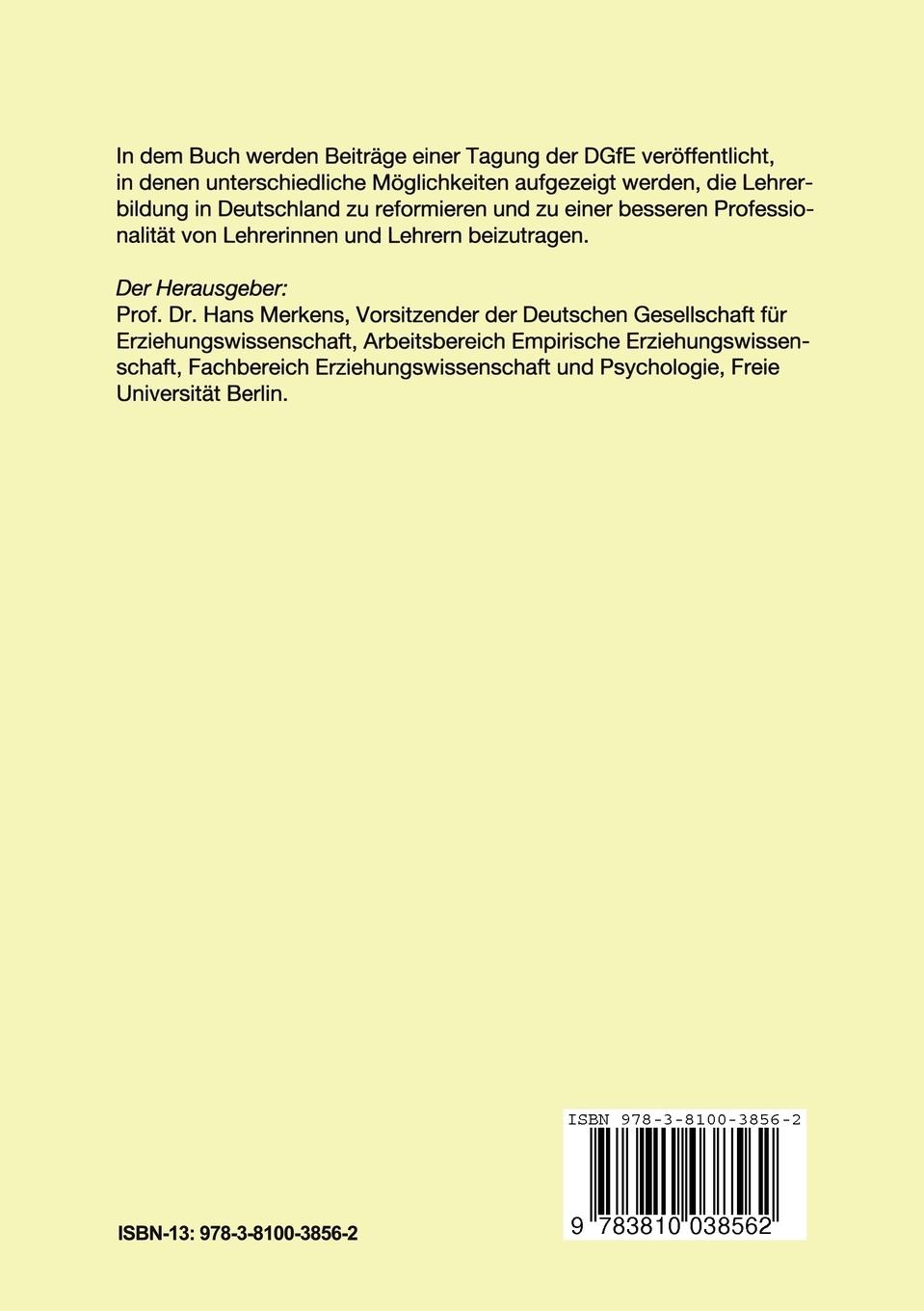 Rückseitencover Lehrerbildung in der Diskussion