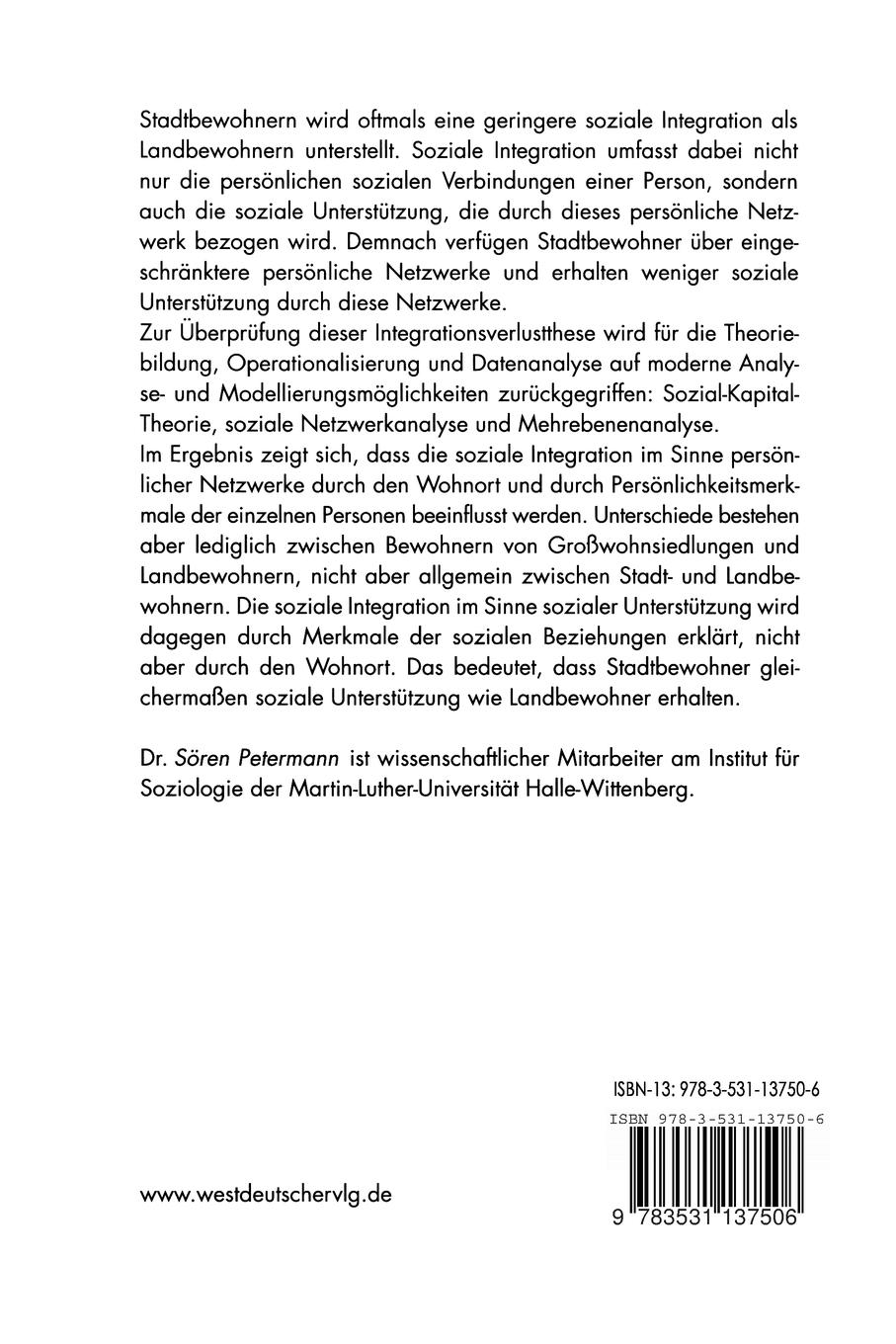 Rückseitencover Persönliche Netzwerke in Stadt und Land