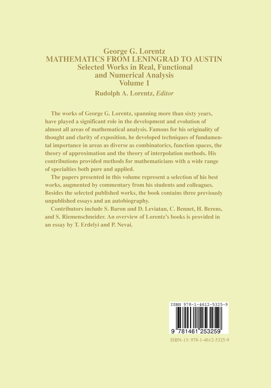 Rückseitencover Mathematics from Leningrad to Austin