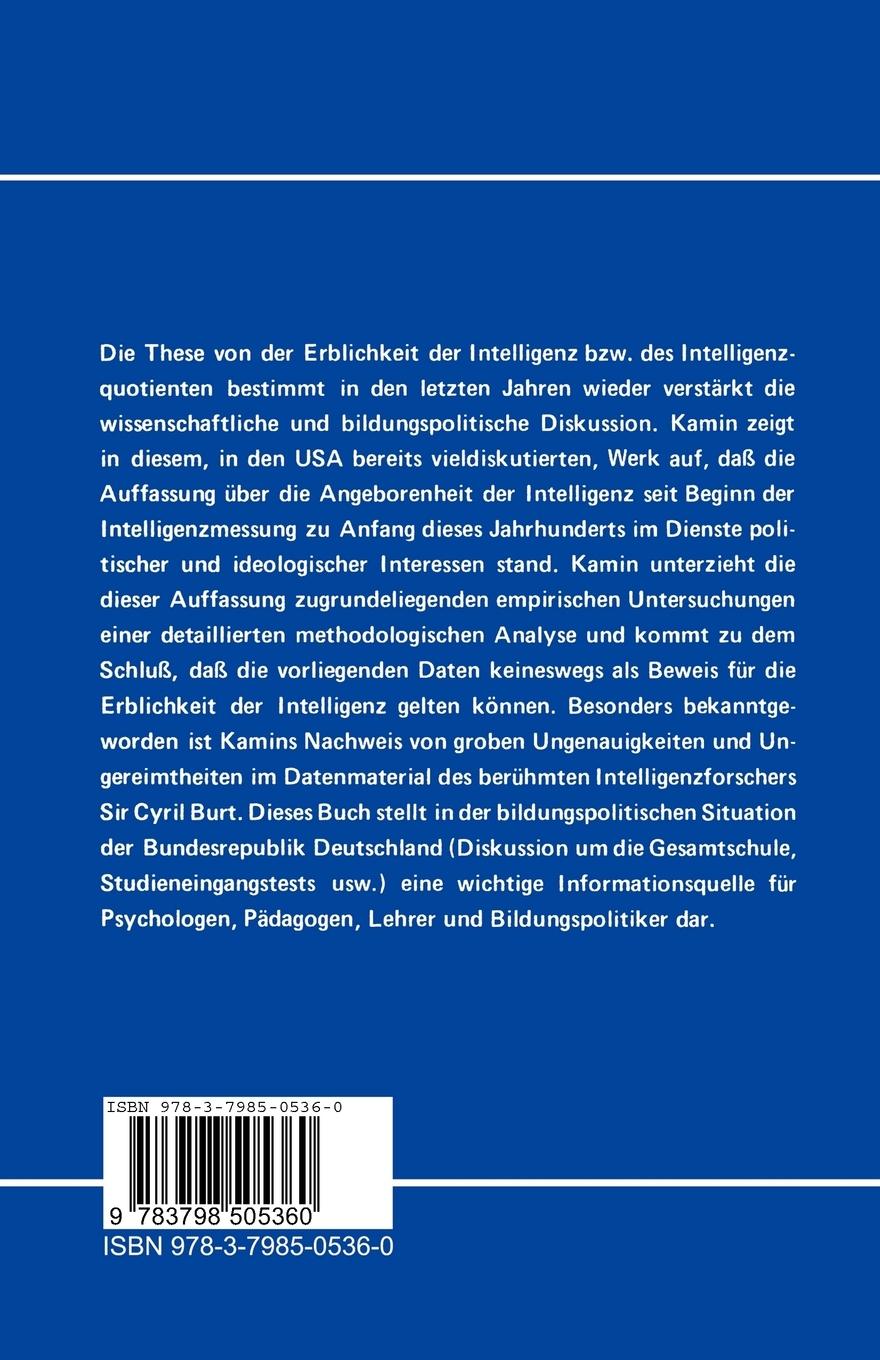 Rückseitencover Der Intelligenz-Quotient in Wissenschaft und Politik
