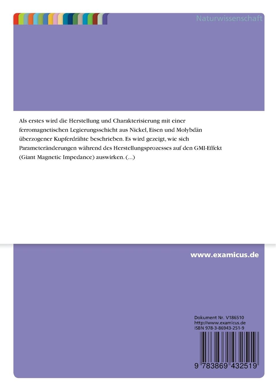 Rückseitencover Herstellung und Charakterisierung magnetischer Sensoren basierend auf nanokristallinen und amorphen weichmagnetischen Legierungen