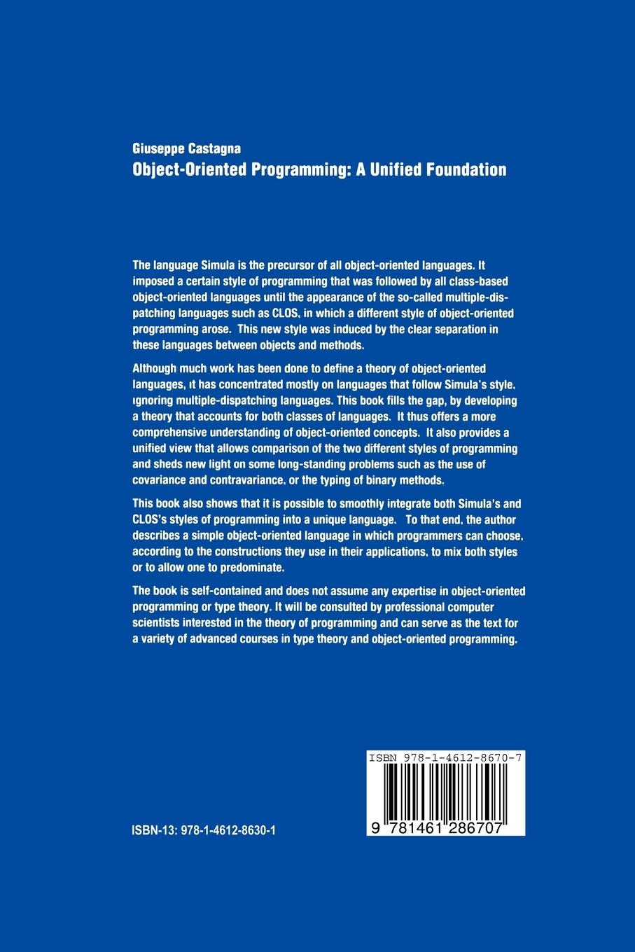 Rückseitencover Object-Oriented Programming A Unified Foundation