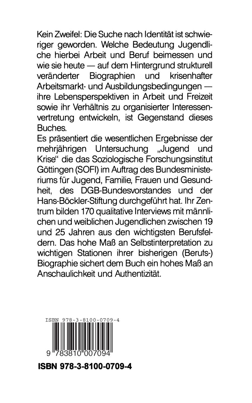 Rückseitencover Jugend: Arbeit und Identität