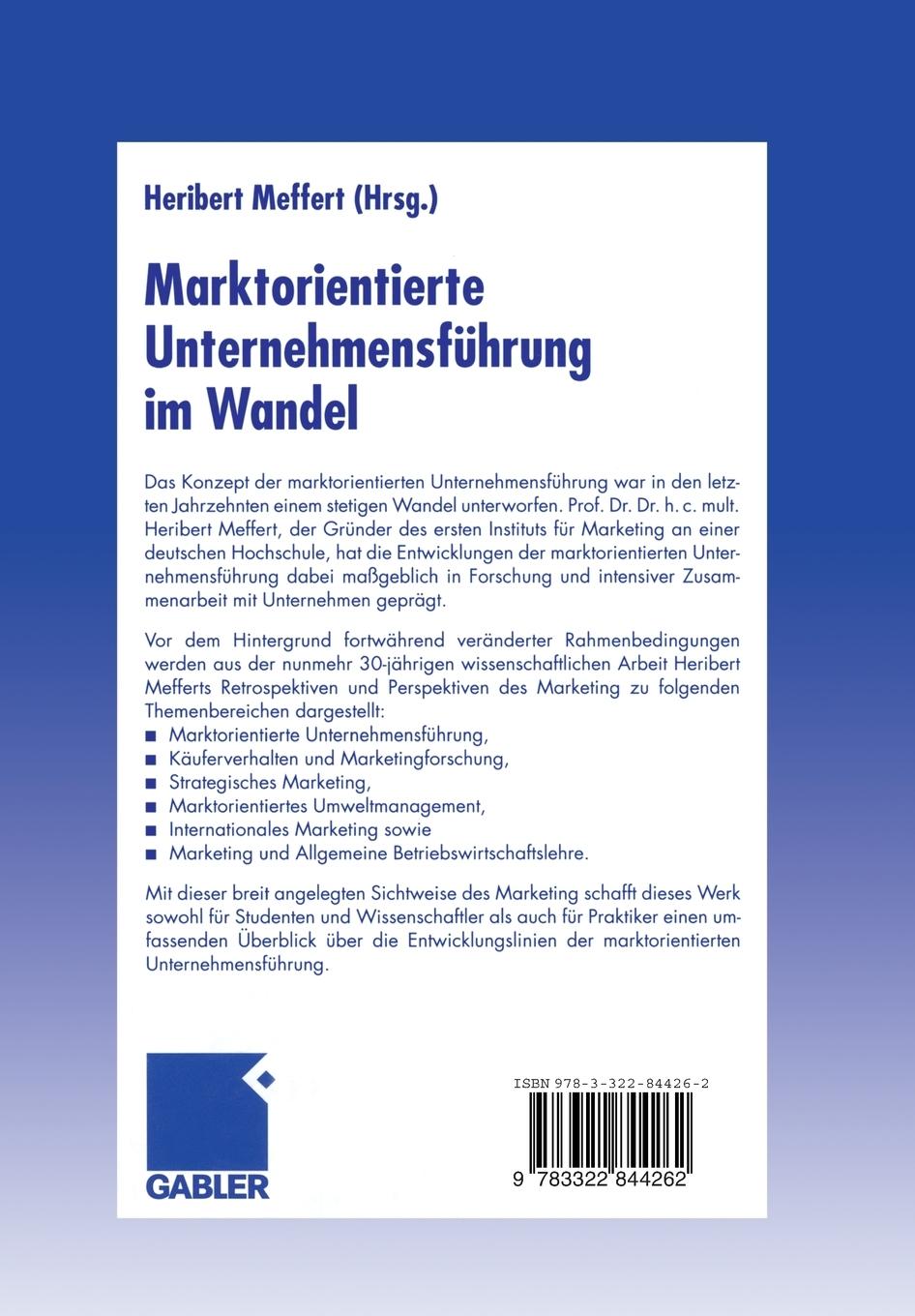 Rückseitencover Marktorientierte Unternehmensführung im Wandel