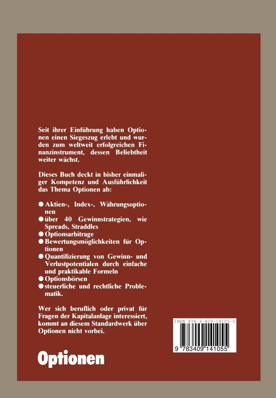 Rückseitencover Optionen
