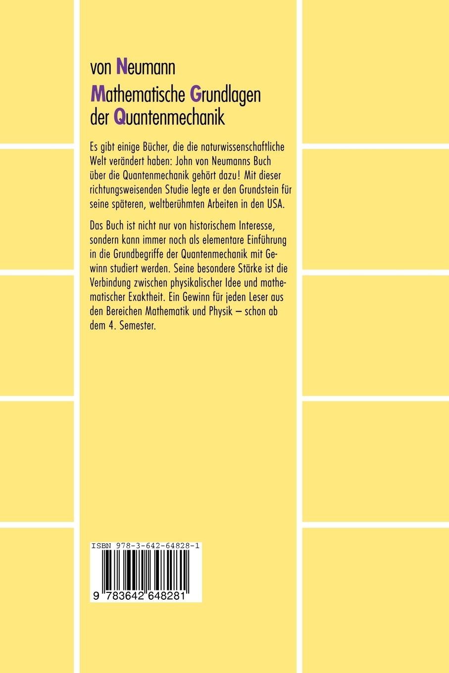 Rückseitencover Mathematische Grundlagen der Quantenmechanik
