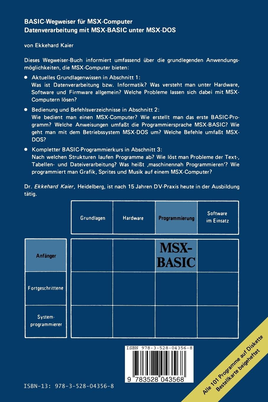 Rückseitencover BASIC-Wegweiser für MSX-Computer