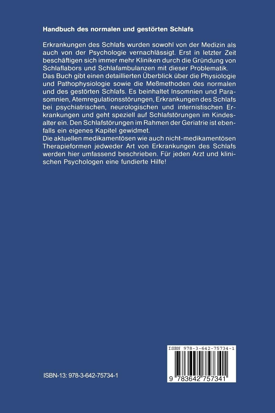 Rückseitencover Handbuch des normalen und gestörten Schlafs