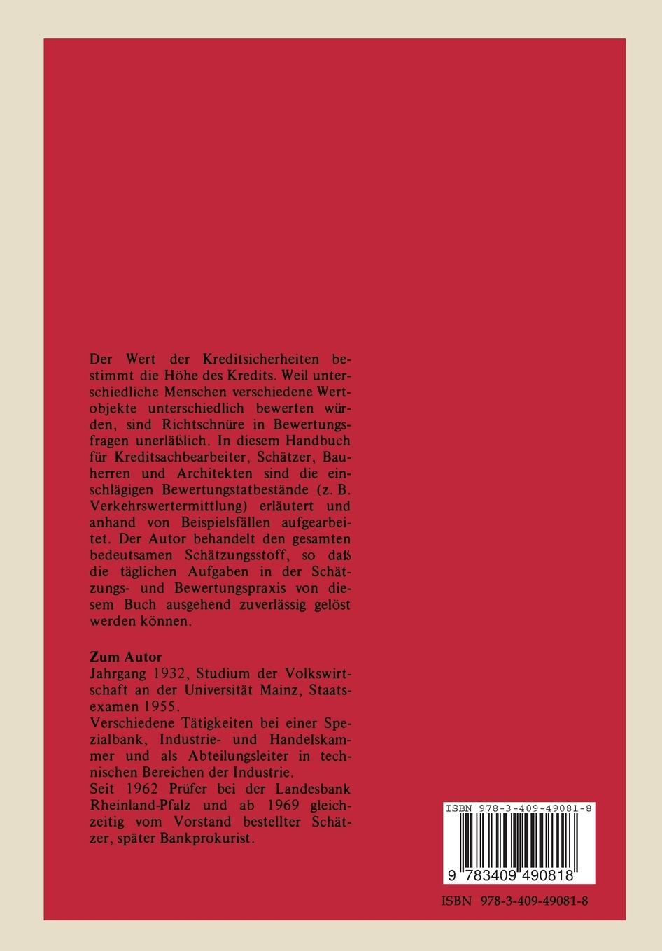 Rückseitencover Kreditwirtschaftliche Wertermittlungen