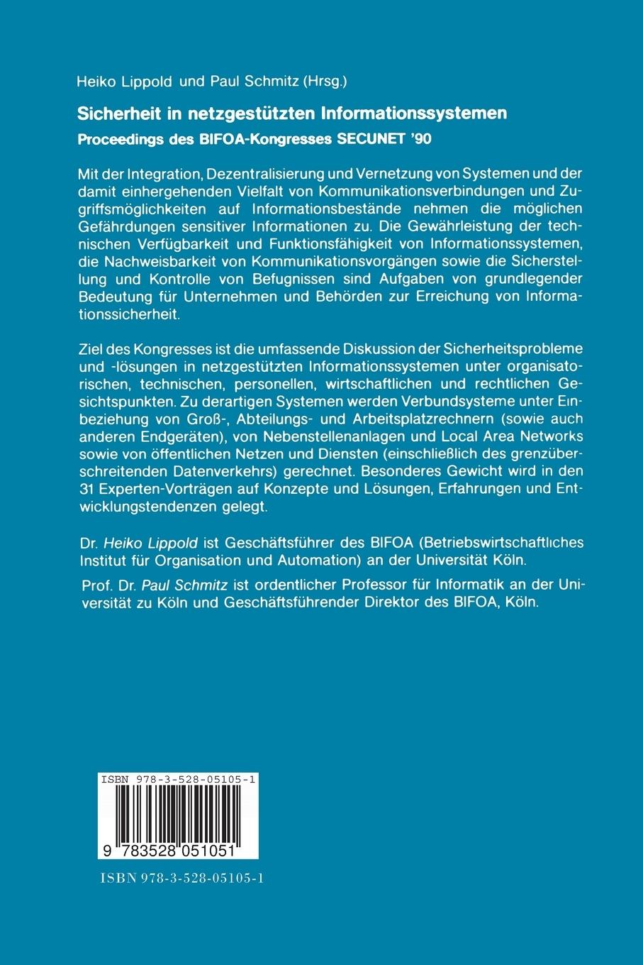 Rückseitencover Sicherheit in netzgestützten Informationssystemen