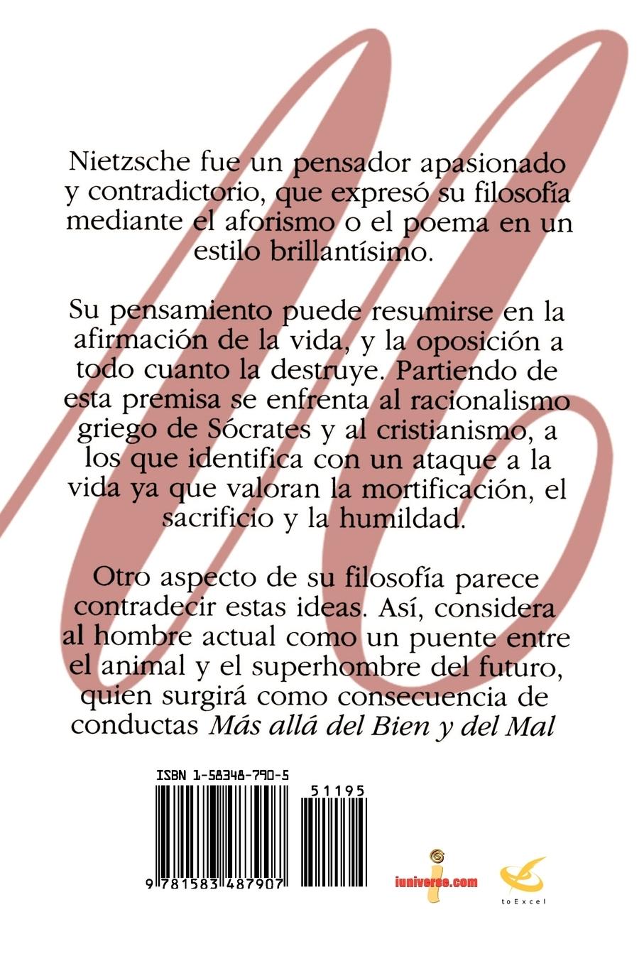 Rückseitencover Mas Alla del Bien y del Mal